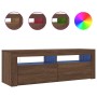 Mueble de TV con luces LED marrón roble 120x35x40 cm
