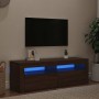 Mueble de TV con luces LED marrón roble 120x35x40 cm