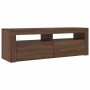Mueble de TV con luces LED marrón roble 120x35x40 cm