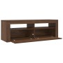 Mueble de TV con luces LED marrón roble 120x35x40 cm