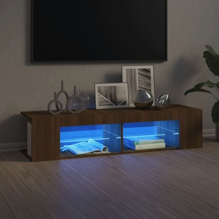 Mueble de TV con luces LED marrón roble 135x39x30 cm en Muebles TV | Comprar online en Foro24