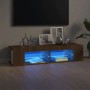 Mueble de TV con luces LED marrón roble 135x39x30 cm en Muebles TV | Comprar online en Foro24