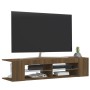 Mueble de TV con luces LED marrón roble 135x39x30 cm en Muebles TV | Comprar online en Foro24