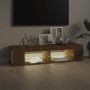 Mueble de TV con luces LED marrón roble 135x39x30 cm en Muebles TV | Comprar online en Foro24