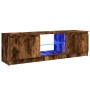 Mueble de TV con luces LED roble ahumado 120x30x36 cm