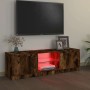 Mueble de TV con luces LED roble ahumado 120x30x36 cm