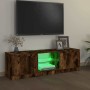 Mueble de TV con luces LED roble ahumado 120x30x36 cm