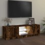 Mueble de TV con luces LED roble ahumado 120x30x36 cm