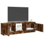 Mueble de TV con luces LED roble ahumado 120x30x36 cm