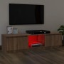 Mueble de TV con luces LED marrón roble 120x30x36 cm