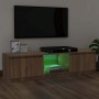 Mueble de TV con luces LED marrón roble 120x30x36 cm