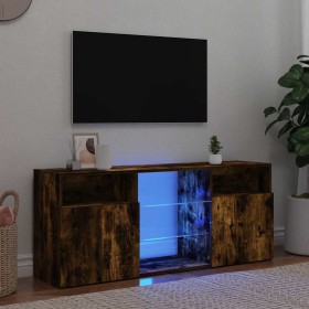 Mueble de TV con luces LED roble ahumado 120x30x50 cm
