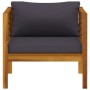 Dark gray garden chair with solid acacia wood cushions by vidaXL, Modular outdoor sofas - Ref: Foro24-316293, Price: 178,62 €...