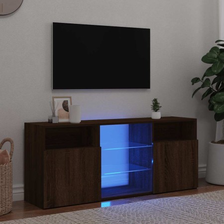 Mueble de TV con luces LED marrón roble 120x30x50 cm