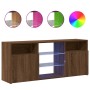 Mueble de TV con luces LED marrón roble 120x30x50 cm