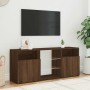 Mueble de TV con luces LED marrón roble 120x30x50 cm