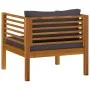 Gartenstuhl mit dunkelgrauen Kissen aus massivem Akazienholz von vidaXL, Modulare Sofas für den Außenbereich - Ref: Foro24-31...