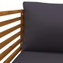 Gartenstuhl mit dunkelgrauen Kissen aus massivem Akazienholz von vidaXL, Modulare Sofas für den Außenbereich - Ref: Foro24-31...
