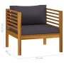 Gartenstuhl mit dunkelgrauen Kissen aus massivem Akazienholz von vidaXL, Modulare Sofas für den Außenbereich - Ref: Foro24-31...