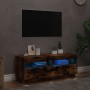 Mueble de TV con luces LED roble ahumado 100x35x40 cm