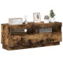 Mueble de TV con luces LED roble ahumado 100x35x40 cm