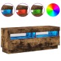 Mueble de TV con luces LED roble ahumado 100x35x40 cm