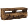 Mueble de TV con luces LED roble ahumado 100x35x40 cm