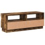 Mueble de TV con luces LED roble ahumado 100x35x40 cm