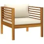 Garden chair and cream white cushions solid acacia wood by vidaXL, Modular outdoor sofas - Ref: Foro24-316294, Price: 140,19 ...