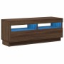 Mueble de TV con luces LED marrón roble 100x35x40 cm