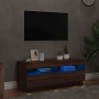 Mueble de TV con luces LED marrón roble 100x35x40 cm