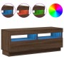 Mueble de TV con luces LED marrón roble 100x35x40 cm