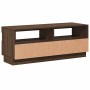 Mueble de TV con luces LED marrón roble 100x35x40 cm