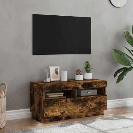 Mueble de TV con luces LED color roble ahumado 80x35x40 cm en Muebles TV | Comprar online en Foro24