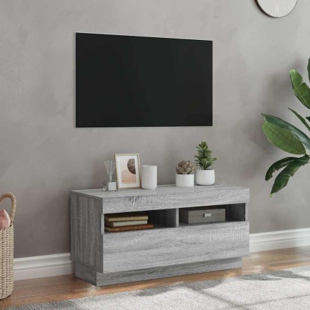 Mueble de TV con luces LED gris Sonoma 80x35x40 cm