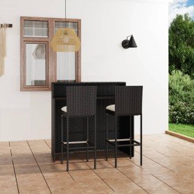 Set muebles de bar para jardín 3 piezas y cojines negro en Conjuntos de jardín | Comprar online en Foro24