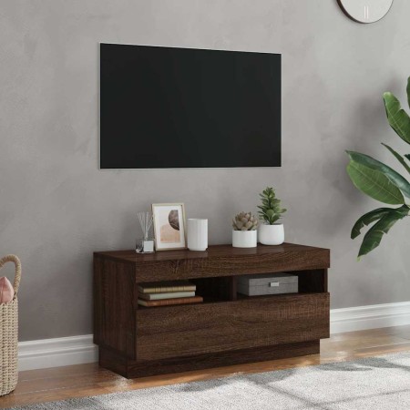 Mueble de TV con luces LED color roble marrón 80x35x40 cm en Muebles TV | Comprar online en Foro24