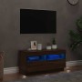 Mueble de TV con luces LED color roble marrón 80x35x40 cm en Muebles TV | Comprar online en Foro24