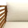 Gartenstuhl und cremeweiße Kissen aus massivem Akazienholz von vidaXL, Modulare Sofas für den Außenbereich - Ref: Foro24-3162...