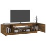 Mueble de TV con luces LED color roble ahumado 160x35x40 cm