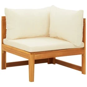 Corner sofa with white cream acacia wood cushions by vidaXL, Modular outdoor sofas - Ref: Foro24-316315, Price: 170,62 €, Dis...