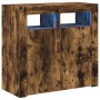 Aparador con luces LED roble ahumado 80x35x75 cm