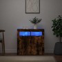 Aparador con luces LED roble ahumado 80x35x75 cm