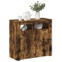Aparador con luces LED roble ahumado 80x35x75 cm