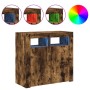 Aparador con luces LED roble ahumado 80x35x75 cm