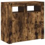 Aparador con luces LED roble ahumado 80x35x75 cm
