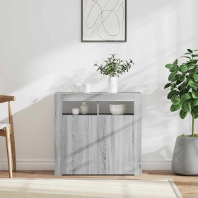 Aparador con luces LED gris Sonoma 80x35x75 cm