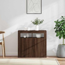 Aparador con luces LED roble ahumado 80x35x75 cm