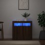 Aparador con luces LED roble ahumado 80x35x75 cm