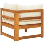 Corner sofa with white cream acacia wood cushions by vidaXL, Modular outdoor sofas - Ref: Foro24-316315, Price: 174,09 €, Dis...